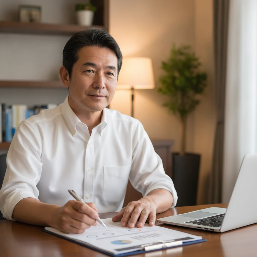 投資を検討し前向きにうなずく経営者